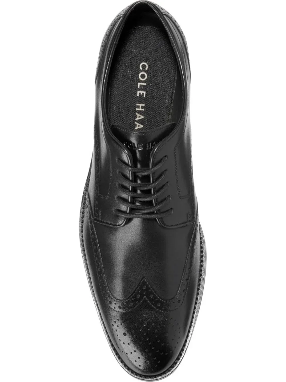 Men's Black Leather Lenox Hill Wingtip Low-top Formal Business Derby Oxford Shoe